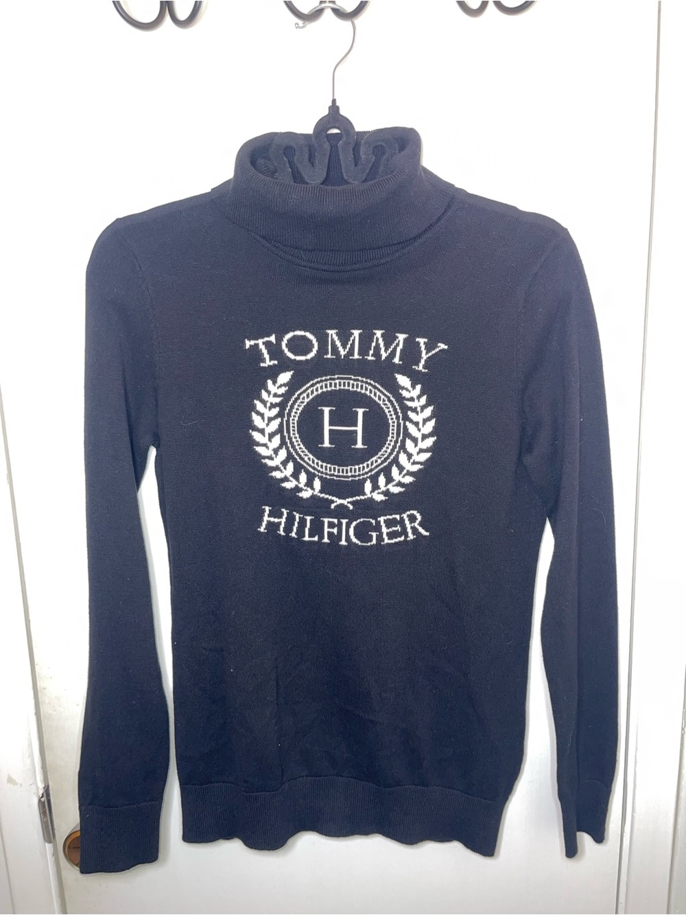 NWT Tommy Hilfiger Black Turtleneck with Crest Emblem